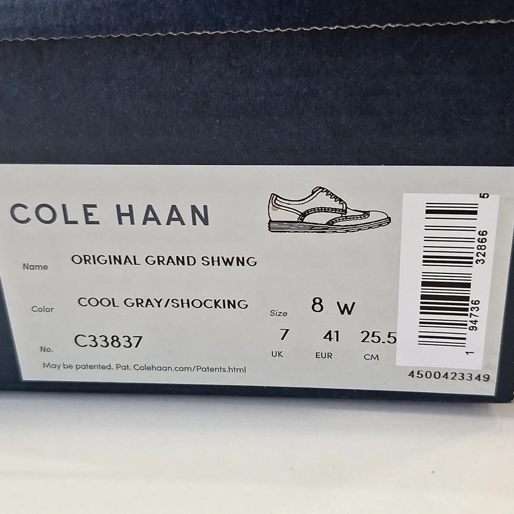 Cole Haan NEW Men's Gray/Orange Original Grand Lightweight Wingtip Shoes Size 8W